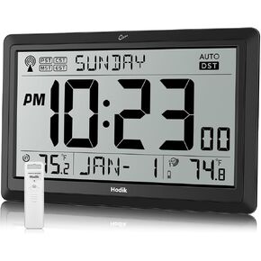 Wall Clock Atomic with Indoor Outdoor Temperature Battery Powered, Easy Reading with 10.5 Inch Large LCD Display, 330FT Range Table Wall Clock With DST, 12/24 Hour for Living Room Kitchen (Silver) in Kuwait