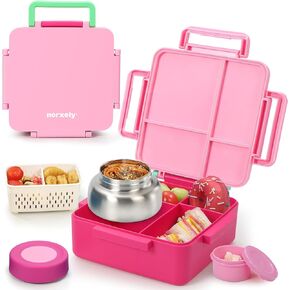 Bento Box for Kids with Thermos, [Large Capacity] Insulated Lunch Box Kids with 4 Compartment for Ages 3+, Drop-Proof & Dishwasher Safe Lunchbox Container Green in Saudi Arabia