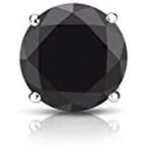 حلق Diamond Wish من الذهب الأبيض عيار 14 قيراط مستدير من الماس الأسود (من 1/4 إلى 2 قيراط) سلة ذات 4 شقوق، ظهر لولبي in Kuwait