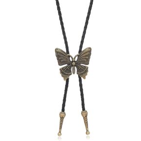 Western Cowboy Cowgirl Bolo Tie Retro Rodeo Leather Cord Necktie Leaf Butterfly Hat Turquoise Charm Tie Accessories in Saudi Arabia
