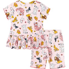 Disney Girls' 2-Piece T-Shirt and Shorts Set for Baby & Kids | 2-Piece Coordinated Set, Comfortable Ribbed Knit, Easy Pull-On Elastic Waist, Soft Cotton Blend Fabric in Kuwait