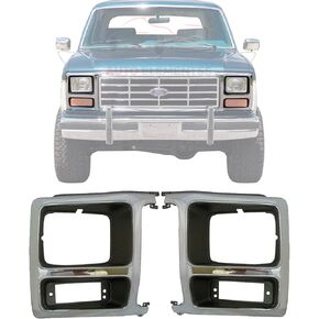 المصباح الأمامي الزخارف الكروم مجموعة من 2 ل 1982-1986 فورد برونكو/F-150 F-250 F-350 استبدال مباشر E2TZ13064B E2TZ13064A in Kuwait