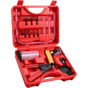 Handheld Vacuum Pump Brake Bleeder Kit with Pressure Gauge, Brake Fluid Bleeding Tool Set with Hoses, Adapters and Reservoir, Automotive Brake Bleeding & Vacuum Diagnostic Test Kit (-Blue-) in Kuwait