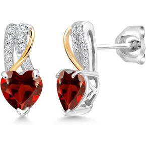 925 Sterling Silver and 10K Yellow Gold White G-H Created Moissanite by Gem Stone King and White Lab Grown Diamond Earrings For Women (1.69 Cttw, Heart Shape 6MM) in Kuwait