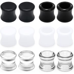 Ears Gauges Tunnels Plugs for Women Acrylic Solid Tunnel Ear Gauge Stretching Kit 6G to 1 1/4 Inch (4MM- 30MM) Expander Stretcher Plug Earrings Piercing Jewelry for Women Black White Clear in Kuwait