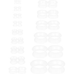 Ears Gauges Tunnels Plugs for Women Silicone Ear Gauge Stretching Kit 10G to 1" (2.5MM- 25MM) Expander Stretcher Plug Earrings for Piercing Jewelry for Women (Black White Clear Flesh) in Kuwait