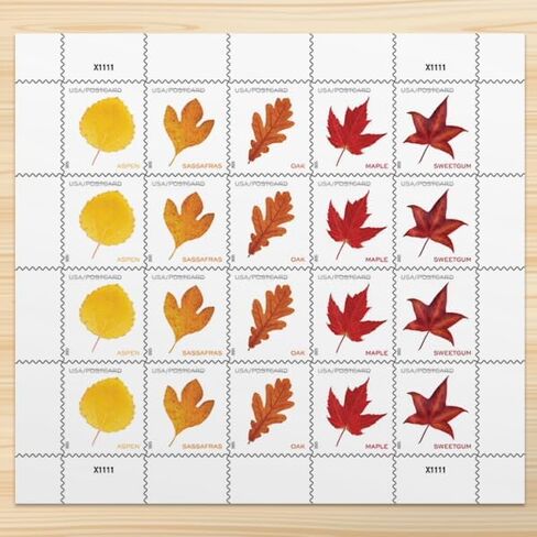 Vibrant Leaves 2025 Postcard Rate (Sheet of 20) Non-denominated Mail-Use Postage Stamps in Saudi Arabia