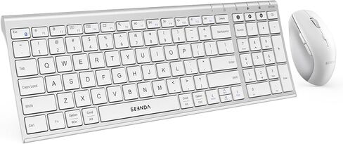 seenda Bluetooth Keyboard and Mouse Combo, COE401 USB+Dual BT Multi-Device, Rechargeable Wireless Keyboard Mouse, Slim Compact Combo Compatible for Mac OS Windows PC Laptop MacBook iPad - Black Grey in Kuwait