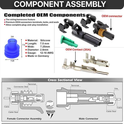 5-Pack (1-PIN) 30Amp Metri-Pack Waterproof Connector Terminals and Seals 12-10awg in Saudi Arabia