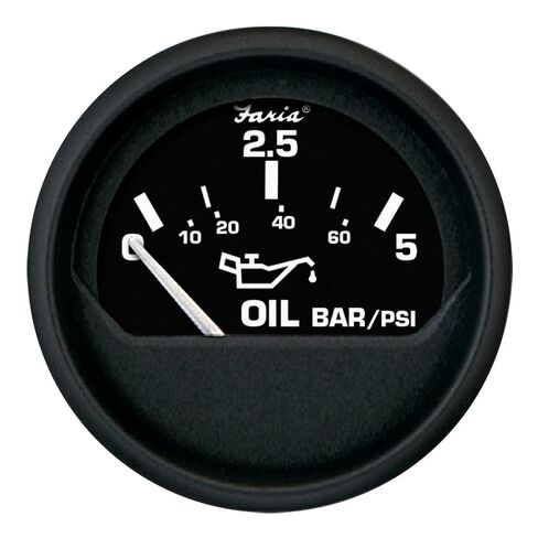 12805 - Aftermarket Replacement Faria Euro Black 2 Inch Oil Pressure Gauge - Metric 5 Bar Compatible with Faria Beede Instruments in Saudi Arabia