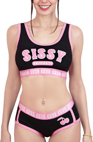 Littleforbig Unisex Cotton Camisole and Panties Sports Loungewear Sissy University Bralette Set in Kuwait