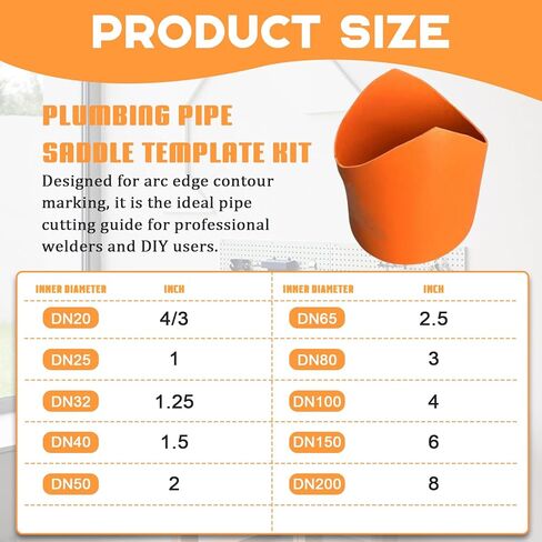 10 Pack Pipe Saddle Template, Precision Pipe Saddle Template Cutting Guide, Accurate Arc Edge Contour Cut Guides for DIY Users (DN20mm - DN200mm) in Saudi Arabia