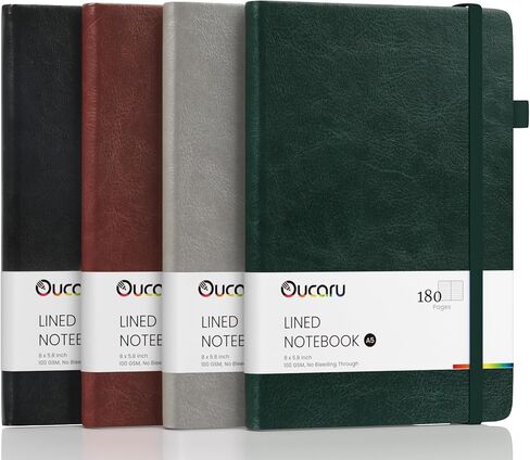 دفتر يوميات مبطن من Oucaru، 4 عبوات، 180 صفحة، مجلات A5 للكتابة، ورق سميك 100 جرام في المتر المربع، دفاتر ملاحظات صغيرة يومية للنساء والرجال العمل والأعمال التجارية والمدرسة ومستلزمات السفر in Kuwait