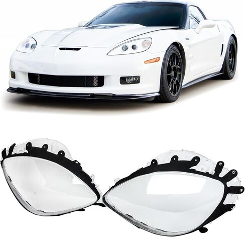 Clear Headlights Lens Replacement for 2005-2013 Chevy C6 Corvette Headlight Cover Include Gaskets Left + Right in Saudi Arabia