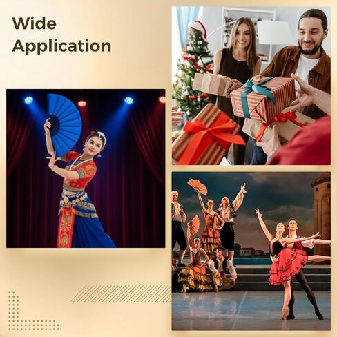 Varku 10 Pcs 13 in / 33 cm Clacking Fans For Line Dancing, Bulk Hand Fans with Fan Bags, Assorted Colors Chinese Folding Fans, Sturdy PP Ribs, for Performance, Dancing, Decoration in Saudi Arabia