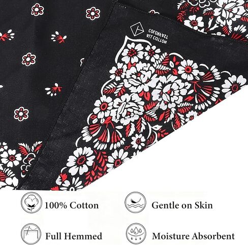 100% Cotton Bandanas for Men and Women，Paisley and Designer Bandana ，22 x 22 Inch 2 Pack in Saudi Arabia