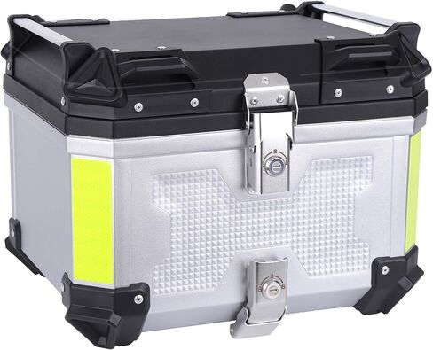 Motorcycle Top Case 45L Aluminum Motorcycle Top Trunk Tail Box Bag with Leather Lining Anti-Theft with Lock & Back Cushion Waterproof Dustproof Easy Installation with Universal Bracket Black in Saudi Arabia