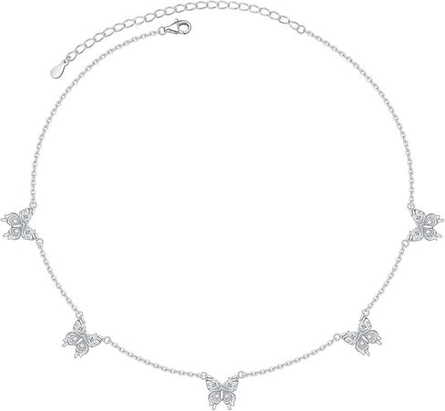 DAOCHONG 925 Sterling Silver Dainty Butterfly Choker Necklace for Women Teen Girls Jewelry Gifts Birthday in Kuwait