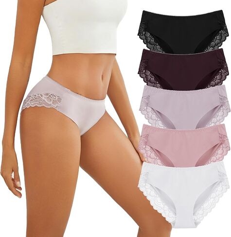Seamless Cheeky No Show Underwear for Women Sexy Low Rise Bikini Ladies Panties 5 Pack S-L in Saudi Arabia
