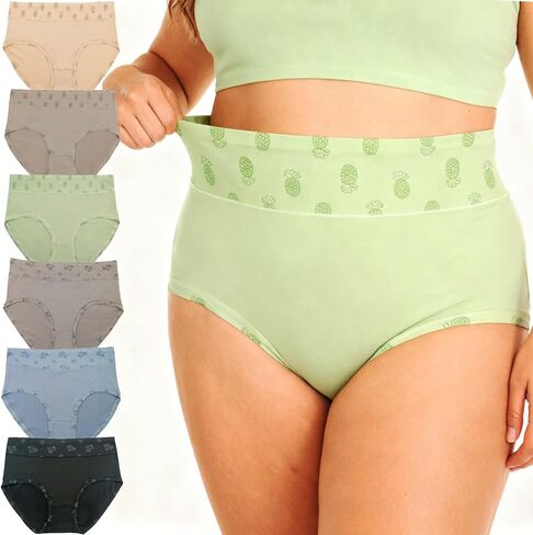 Womens Underwear XL-5XL Plus Size Mid High Waisted Ladies Briefs 6 Pack Full Coverage Panties Undies for Woman in Saudi Arabia