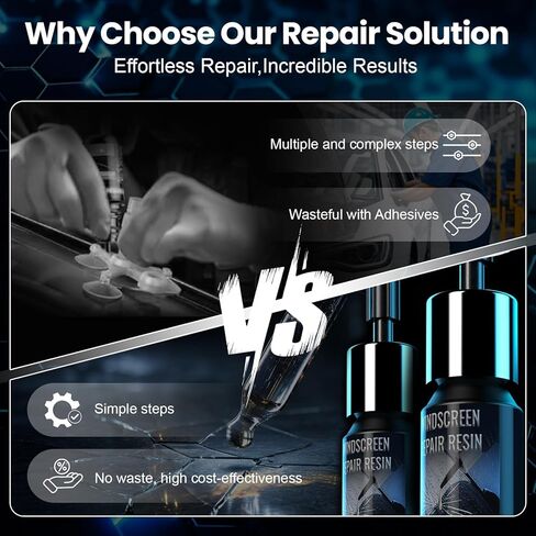 Windshield Chip Repair Kit, 2026 New Upgrade Car Windshield Crack Repair Kit,DIY Quick Resin Glass Repair Liquid Kit for Chips & Cracks, Long-Lasting for All Crack Types- 2 Bottles in Kuwait