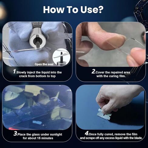 Windshield Chip Repair Kit, 2026 New Upgrade Car Windshield Crack Repair Kit,DIY Quick Resin Glass Repair Liquid Kit for Chips & Cracks, Long-Lasting for All Crack Types- 2 Bottles in Kuwait