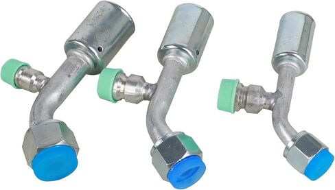 مجموعة تركيب مكيف الهواء #6 و#8 و#10 أنثى Oring Beadlock 45 درجة درجة مع صمام الضغط العالي والمنخفض R134a، 6 قطع تركيب خرطوم تبريد مكيف الهواء in Saudi Arabia