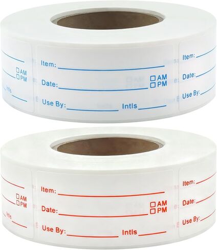 1200 Pieces Removable Food Labels Stickers, 2 Rolls 1x2 Inch Freezer Labels for Food Containers, No-Residue, Easy Clean, Waterproof & Oil-Resistant Food Storage Labels for Kitchen Restaurants in Saudi Arabia