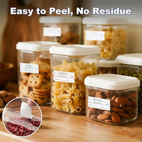 1200 Pieces Removable Food Labels Stickers, 2 Rolls 1x2 Inch Freezer Labels for Food Containers, No-Residue, Easy Clean, Waterproof & Oil-Resistant Food Storage Labels for Kitchen Restaurants in Saudi Arabia