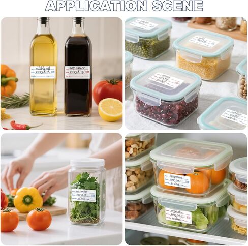 1200 Pieces Removable Food Labels Stickers, 2 Rolls 1x2 Inch Freezer Labels for Food Containers, No-Residue, Easy Clean, Waterproof & Oil-Resistant Food Storage Labels for Kitchen Restaurants in Saudi Arabia