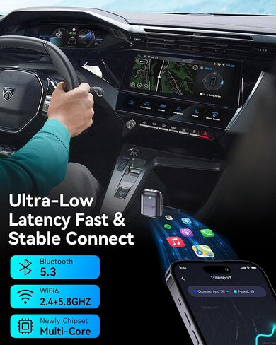 Burnt Sugar Wireless Carplay Adapter for iPhone 2025 Upgrade, Ultra-Mini USB Design for Apple Car Play Dongle Convert Wired to Wireless, Stable Connect Plug & Play for iOS 10+ & Cars from 2016+ (Gray) in Kuwait