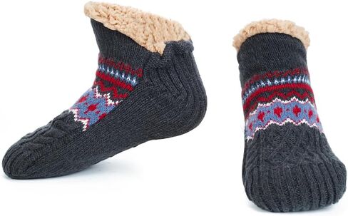 جوارب LEMZONE Fuzzy Slipper للرجال، جوارب كابينة مبطنة بالصوف غير قابلة للانزلاق مع مقابض عيد الميلاد هدايا مريحة in Saudi Arabia