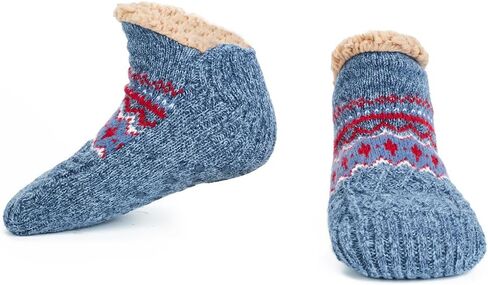 جوارب LEMZONE Fuzzy Slipper للرجال، جوارب كابينة مبطنة بالصوف غير قابلة للانزلاق مع مقابض عيد الميلاد هدايا مريحة in Kuwait