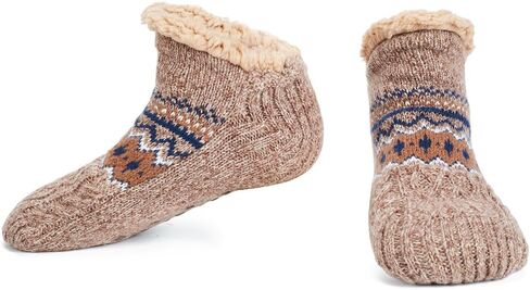 جوارب LEMZONE Fuzzy Slipper للرجال، جوارب كابينة مبطنة بالصوف غير قابلة للانزلاق مع مقابض عيد الميلاد هدايا مريحة in Kuwait