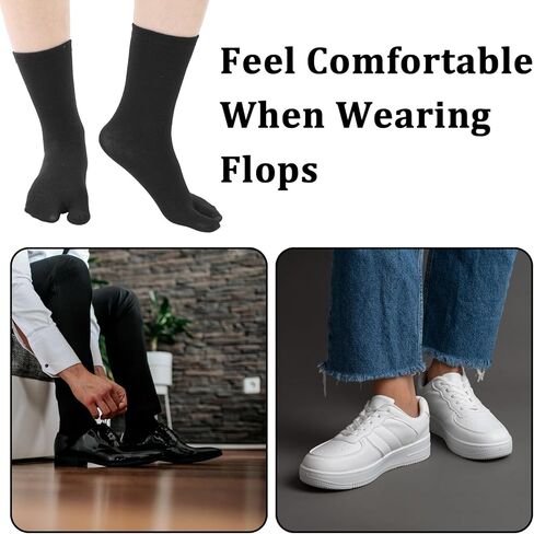 4 Pairs Flip Flop Socks, Tabi Socks Tabi Split Toe Socks for Men Women Low-Cut Stretch Comfort Crew Socks in Saudi Arabia