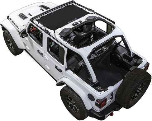SPIDERWEBSHADE متوافق مع Jeep Wrangler قطعتين من شبكة الظل الأمامية والخلفية للحماية من الأشعة فوق البنفسجية في الولايات المتحدة الأمريكية، مصنوع من أجل JLU 4 أبواب (2018-الحالي) باللون الوردي in Kuwait