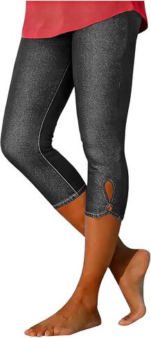 LRMQS Denim Capris for Women Stretch Pull on Plus Size Elastic Waist Trendy Jeans Leggings 2026 Casual Summer Capri Pants in Saudi Arabia