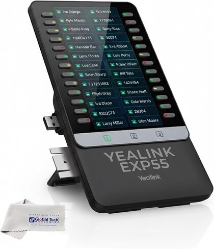 Global Teck Worldwide Yealink EXP55 Color Expansion Module for T73U, T74U, T77U, T85W, T87W Phones only, 5.5" LCD Screen, 78 Programmable Keys, GTW Microfiber Cloth in Saudi Arabia