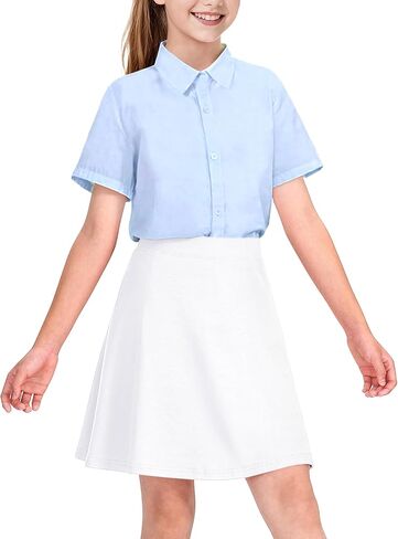 تنانير موحدة للفتيات من KEREDA مع شورت داخلي كاجوال عالي الخصر قابل للتمدد على شكل حرف a تنانير ناعمة ملابس عصرية in Kuwait