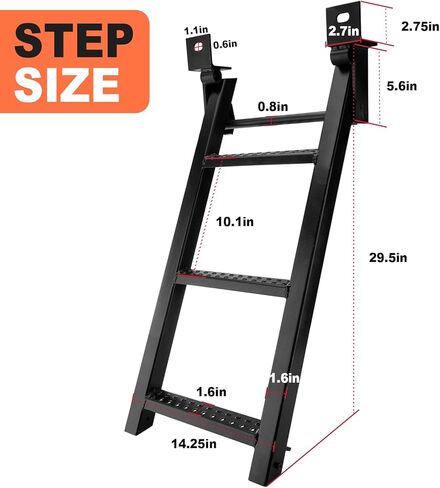 3-Rung Truck Retractable Steps for Pickup Trailer Bed Stepper Non-Slip Tread L-Shaped Bracket Black Flatbed Truck Hitch Ladder Universal in Saudi Arabia
