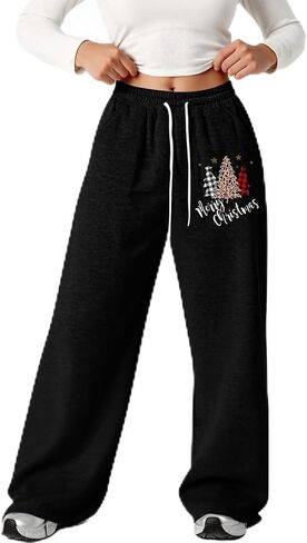 Girl's Baggy Sweatpants Christmas Xmas Graphic Lightweight Straight Leg Athletic Pants for Teen Girls 4-13 Years in Saudi Arabia