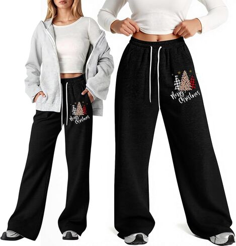 Girl's Baggy Sweatpants Christmas Xmas Graphic Lightweight Straight Leg Athletic Pants for Teen Girls 4-13 Years in Saudi Arabia