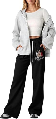 Girl's Baggy Sweatpants Christmas Xmas Graphic Lightweight Straight Leg Athletic Pants for Teen Girls 4-13 Years in Saudi Arabia