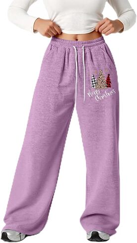Girl's Baggy Sweatpants Christmas Xmas Graphic Lightweight Straight Leg Athletic Pants for Teen Girls 4-13 Years in Saudi Arabia