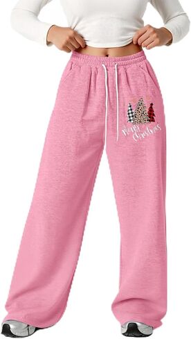 Girl's Baggy Sweatpants Christmas Xmas Graphic Lightweight Straight Leg Athletic Pants for Teen Girls 4-13 Years in Saudi Arabia
