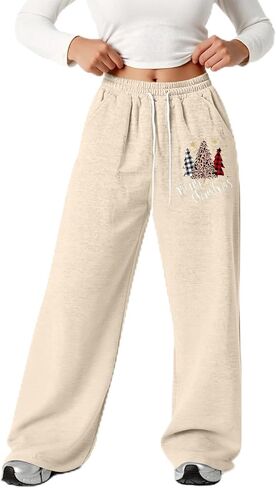 Girl's Baggy Sweatpants Christmas Xmas Graphic Lightweight Straight Leg Athletic Pants for Teen Girls 4-13 Years in Saudi Arabia