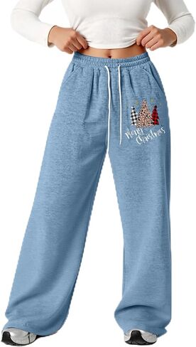 Girl's Baggy Sweatpants Christmas Xmas Graphic Lightweight Straight Leg Athletic Pants for Teen Girls 4-13 Years in Saudi Arabia