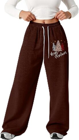 Girl's Baggy Sweatpants Christmas Xmas Graphic Lightweight Straight Leg Athletic Pants for Teen Girls 4-13 Years in Saudi Arabia