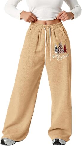 Girl's Baggy Sweatpants Christmas Xmas Graphic Lightweight Straight Leg Athletic Pants for Teen Girls 4-13 Years in Saudi Arabia