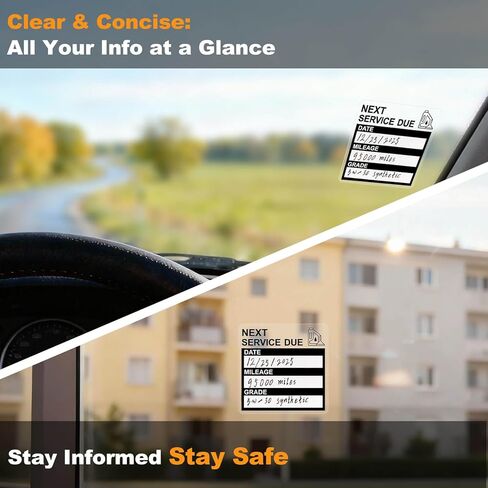 Static Cling Oil Change Stickers for Windshield, 120 Pcs 2x2 Inches No Glue No Residue Clear Next Service Due Reminder Labels for Car Window, Upgraded Transparent Removable Auto Maintenance Sticker in Saudi Arabia